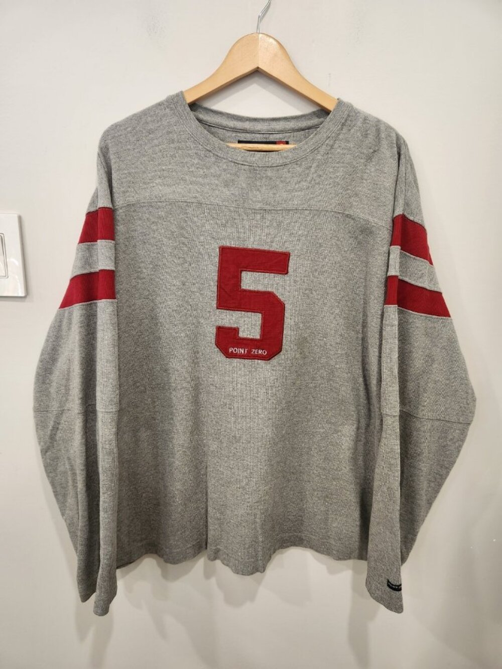 Vintage Point Zero Sweater Mens M Y2K Skater Streetwear Varsity No 5 Embroidered
